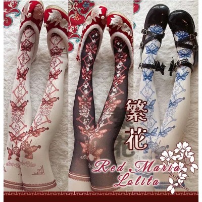 Red Maria Blossoms Tights